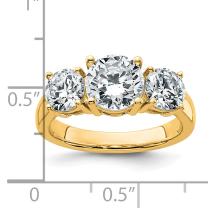 14k Yellow Gold 3 Ct. Lab Grown Diamond VS/SI+ G+ Three Stone Engagement Ring
