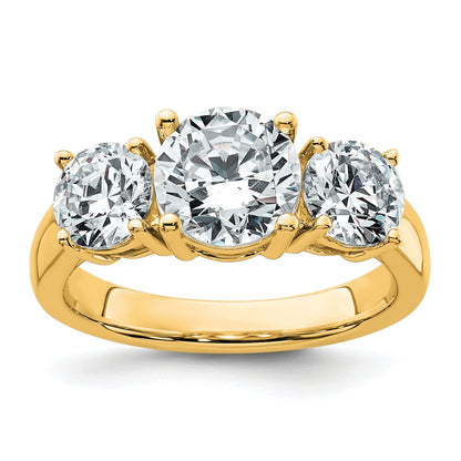 14k Yellow Gold 3 Ct. Lab Grown Diamond VS/SI+ G+ Three Stone Engagement Ring