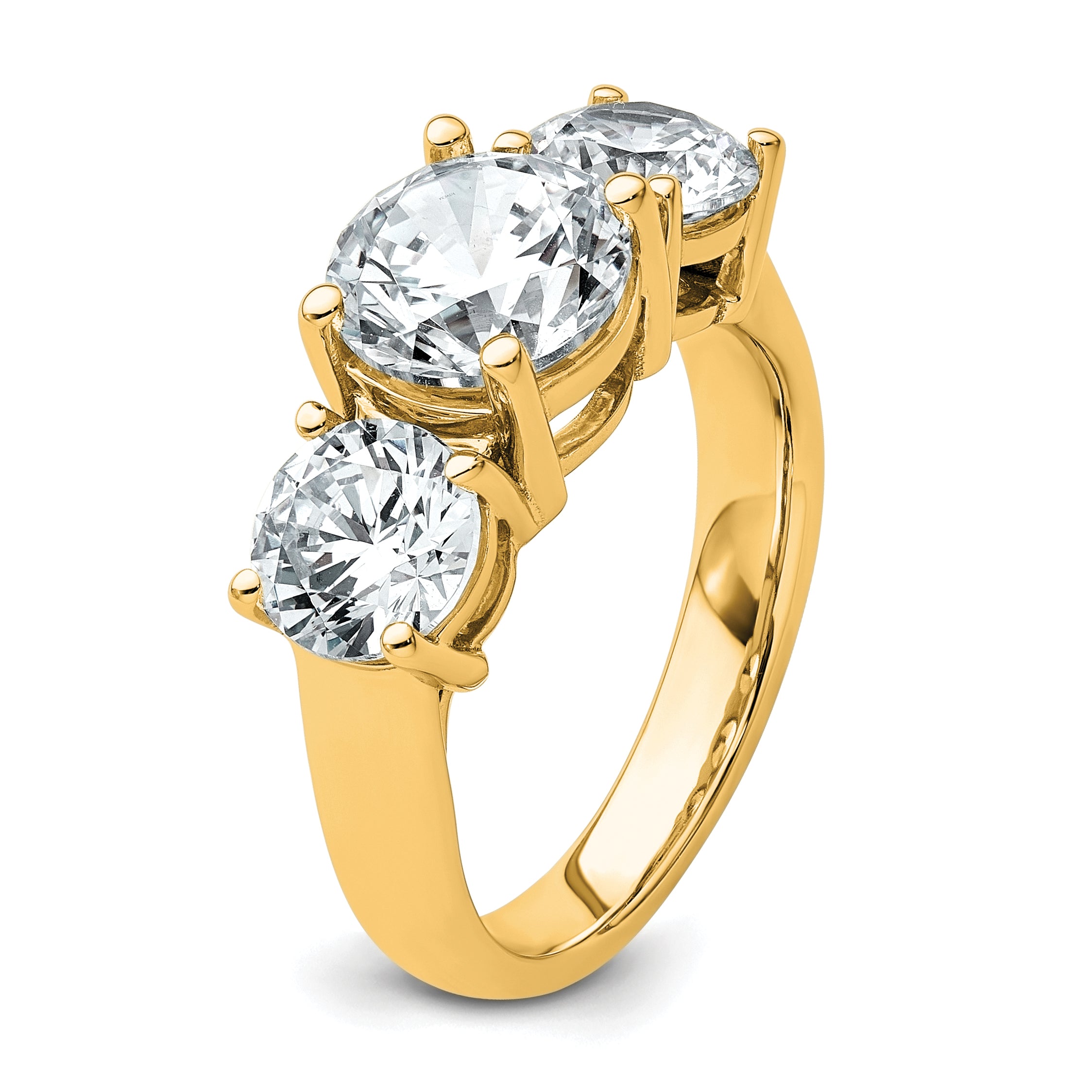 14k Yellow Gold 4 Ct. Certified Lab Grown Diamond VS/SI+ G+ Three Stone Engagement Ring