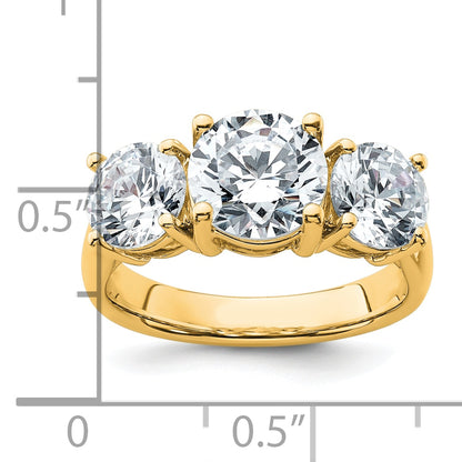 14k Yellow Gold 4 Ct. Certified Lab Grown Diamond VS/SI+ G+ Three Stone Engagement Ring
