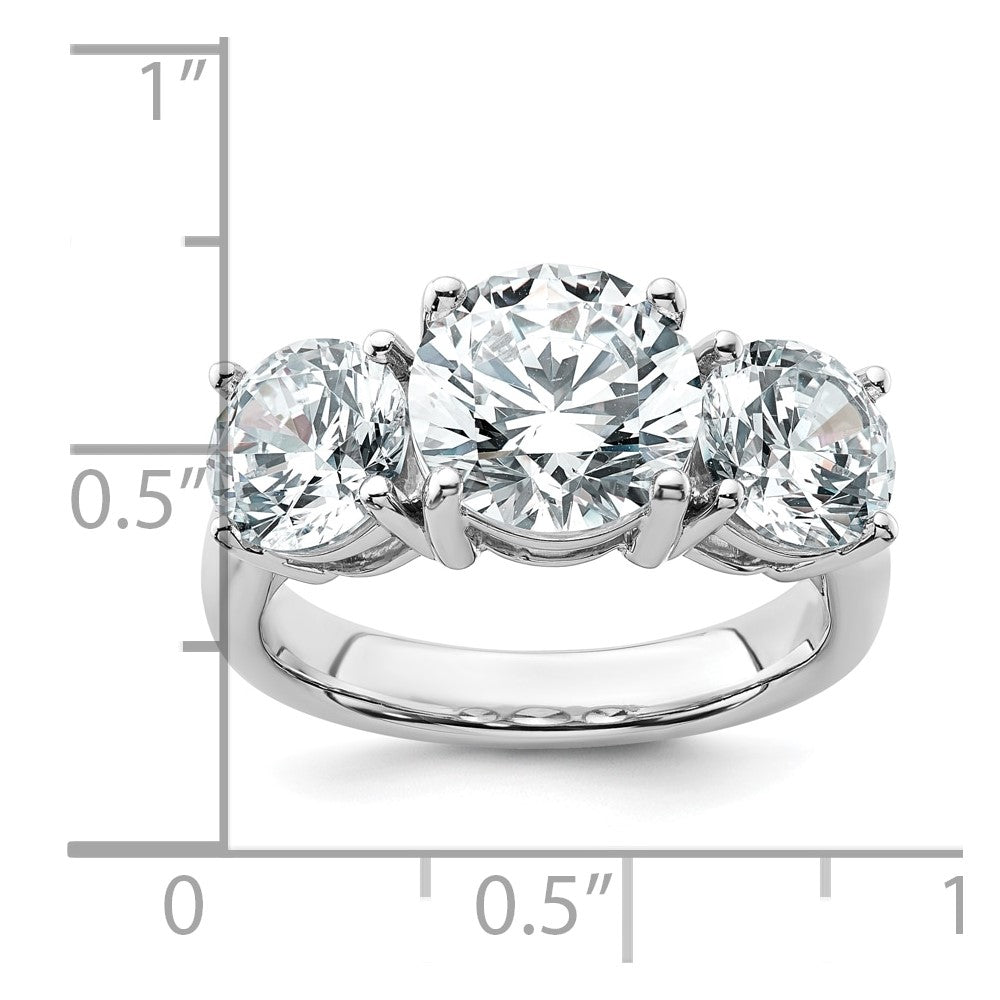 14k White Gold 5 Ct. Certified Lab Grown Diamond VS/SI+ G+ Three Stone Engagement Ring