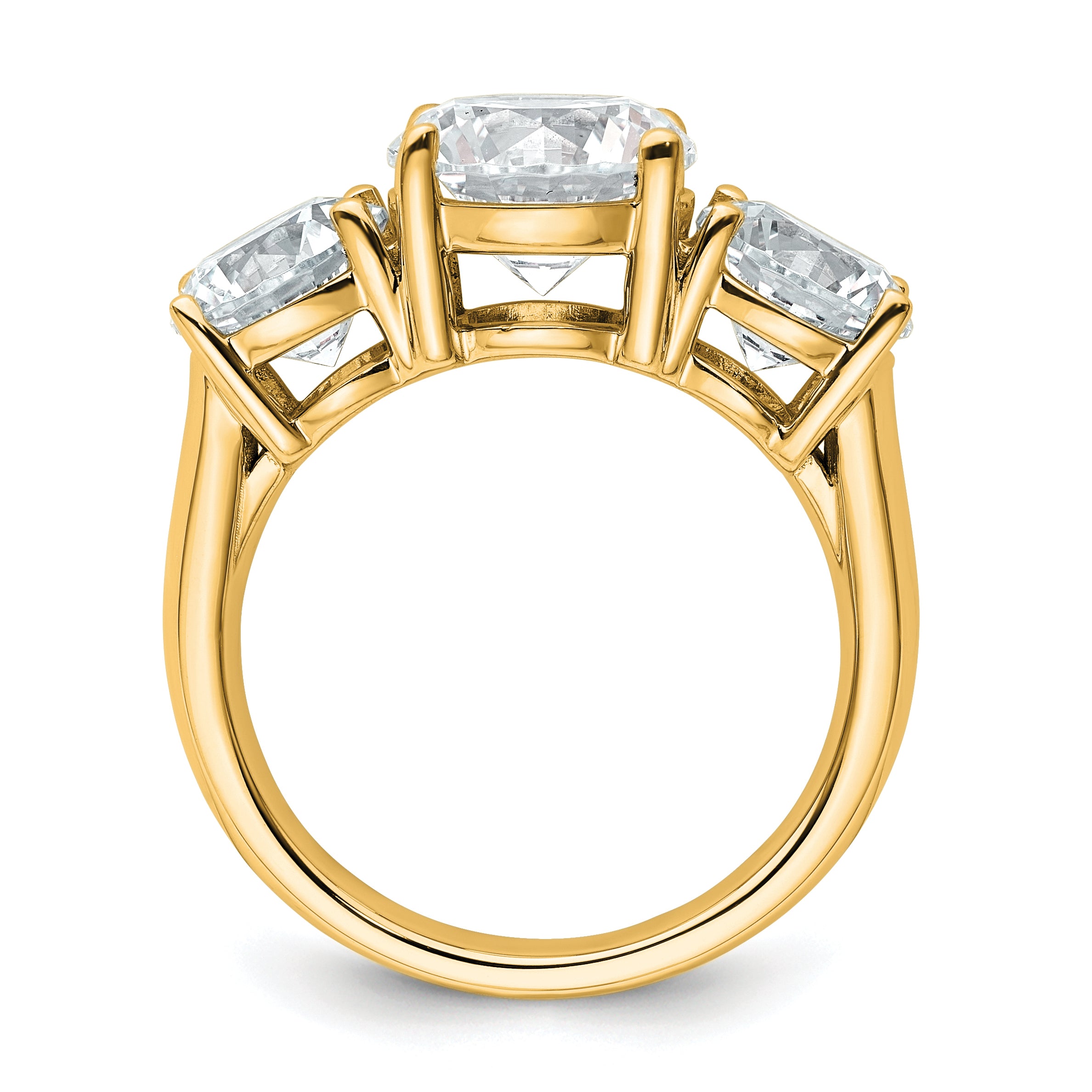 14k Yellow Gold 5 Ct. Certified Lab Grown Diamond VS/SI+ G+ Three Stone Engagement Ring
