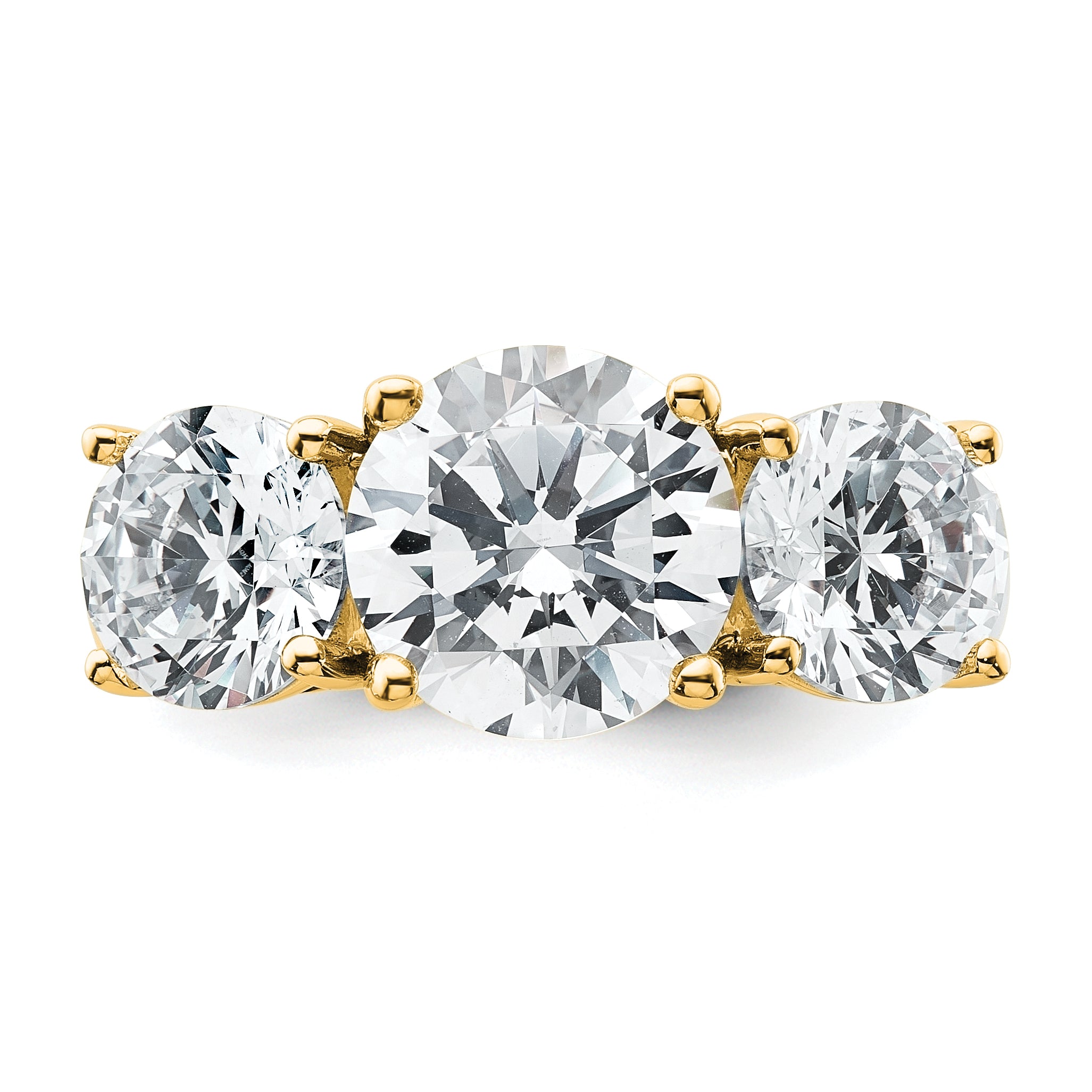 14k Yellow Gold 5 Ct. Certified Lab Grown Diamond VS/SI+ G+ Three Stone Engagement Ring