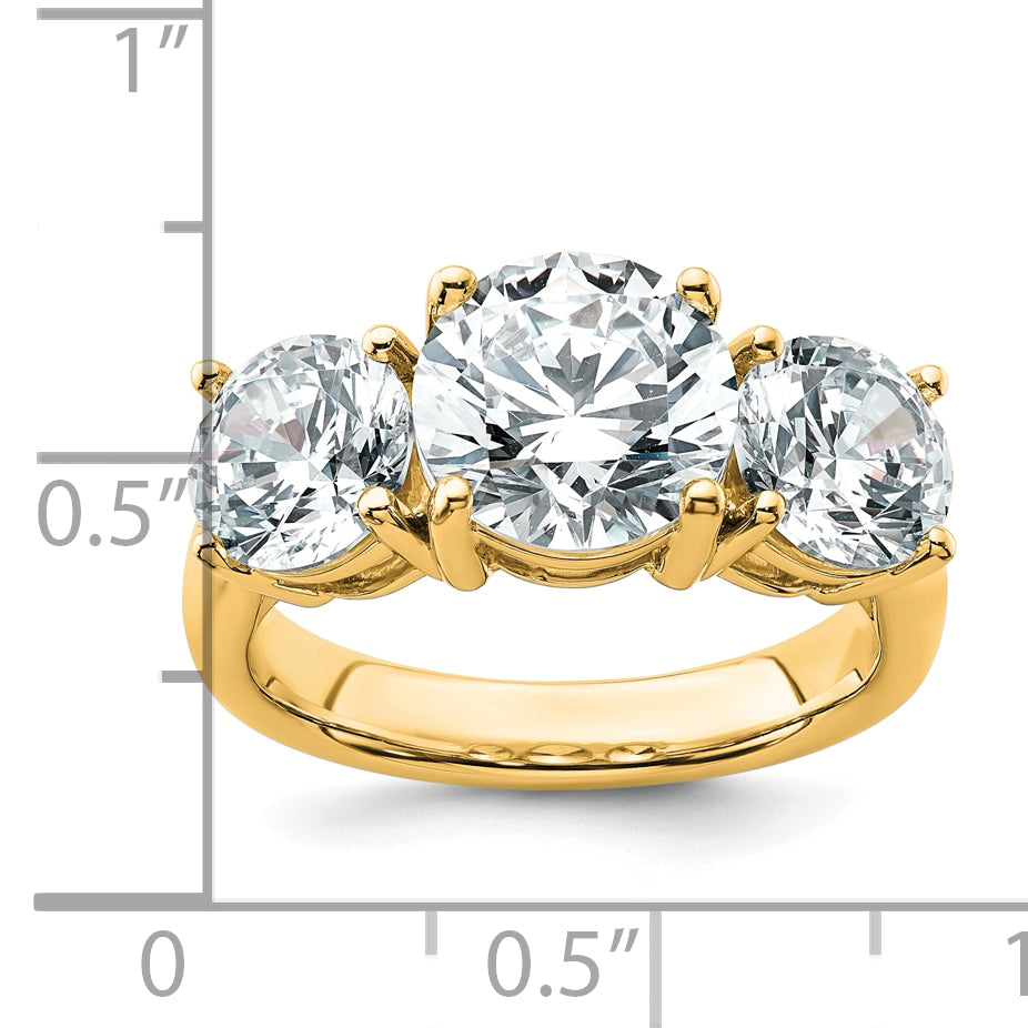 14k Yellow Gold 5 Ct. Certified Lab Grown Diamond VS/SI+ G+ Three Stone Engagement Ring