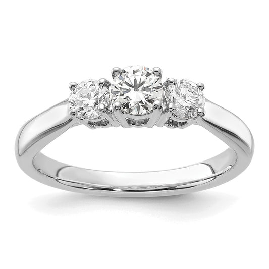 14k White Gold 3/8 Ct. Ct. Lab Grown Diamond VS/SI+ G+ 3/8 Ct. Center Round Three Stone Engagement Ring
