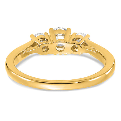 14k Yellow Gold 3/8 Ct. Ct. Lab Grown Diamond VS/SI+ G+ 3/8 Ct. Center Round Three Stone Engagement Ring
