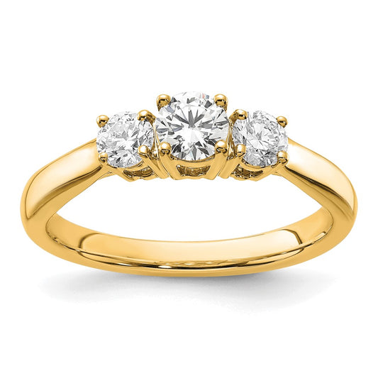 14k Yellow Gold 3/8 Ct. Ct. Lab Grown Diamond VS/SI+ G+ 3/8 Ct. Center Round Three Stone Engagement Ring