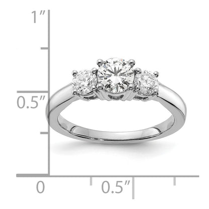 14k White Gold 1/2 Ct. Lab Grown Diamond VS/SI+ G+ 1/2 Ct. Center Round Three Stone Engagement Ring