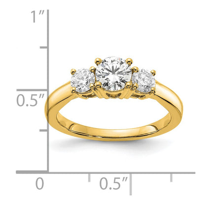 14k Yellow Gold 1/2 Ct. Lab Grown Diamond VS/SI+ G+ 1/2 Ct. Center Round Three Stone Engagement Ring