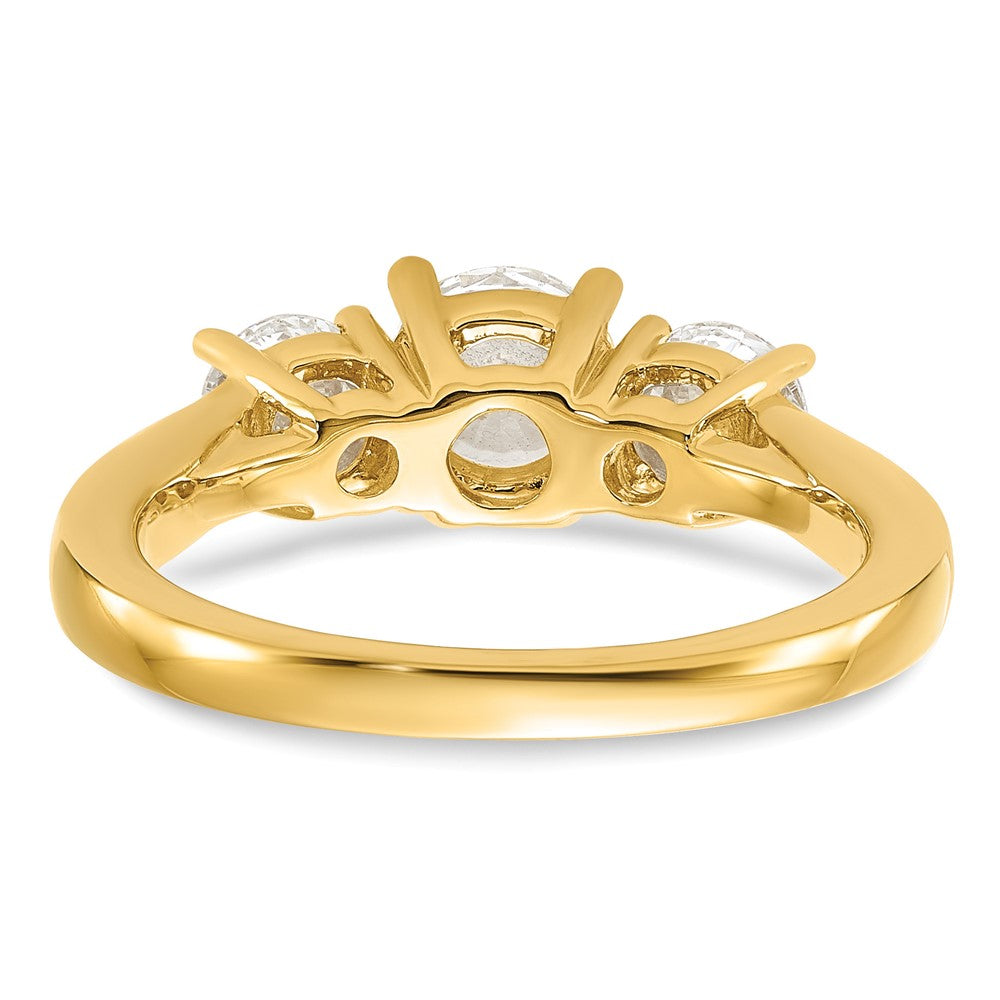14k Yellow Gold 1 1/2 Ct. Lab Grown Diamond VS/SI+ G+ Round Complete Three Stone Engagement Ring