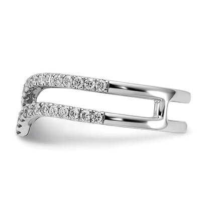14k White Gold 2-row V-Shape Real Diamond Ring