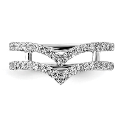 14k White Gold 2-row V-Shape Real Diamond Ring