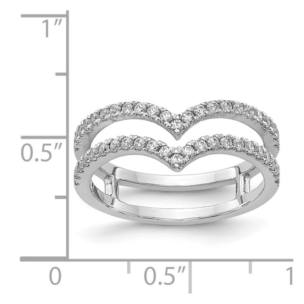 14k White Gold 2-row V-Shape Real Diamond Ring