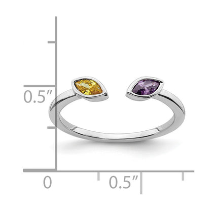 14K White Gold Marquise Amethyst And Citrine Ring