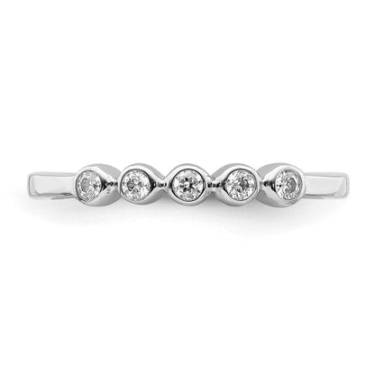 Solid 14k White Gold 5-stone Bezel-set Simulated CZ Band