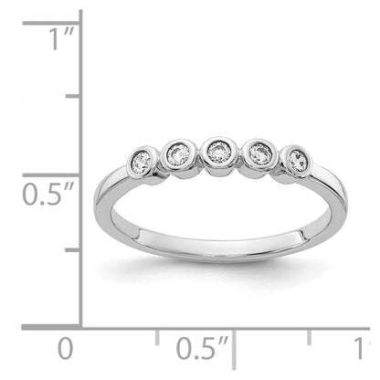 Solid 14k White Gold 5-stone Bezel-set Simulated CZ Band