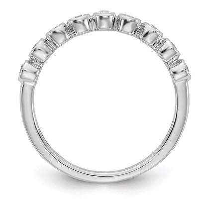 Solid 14k White Gold 9-stone Bezel-set Simulated CZ Band