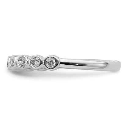 Solid 14k White Gold 9-stone Bezel-set Simulated CZ Band