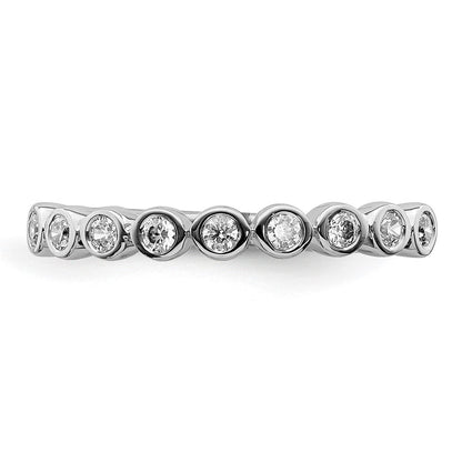 Solid 14k White Gold 9-stone Bezel-set Simulated CZ Band