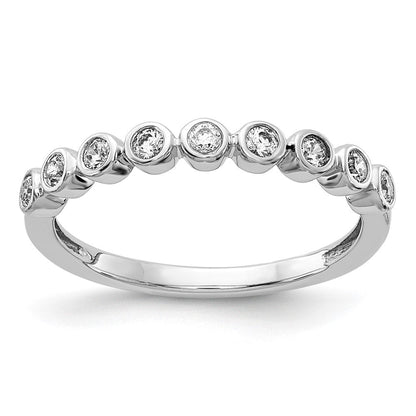 Solid 14k White Gold 9-stone Bezel-set Simulated CZ Band