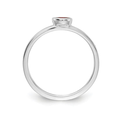 Solid 14k White Gold Bezel-set Marquise Simulated Garnet Ring