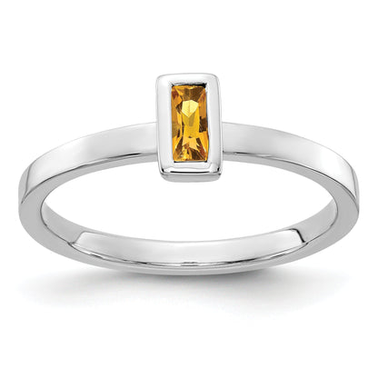 14K White Gold Citrine Ring