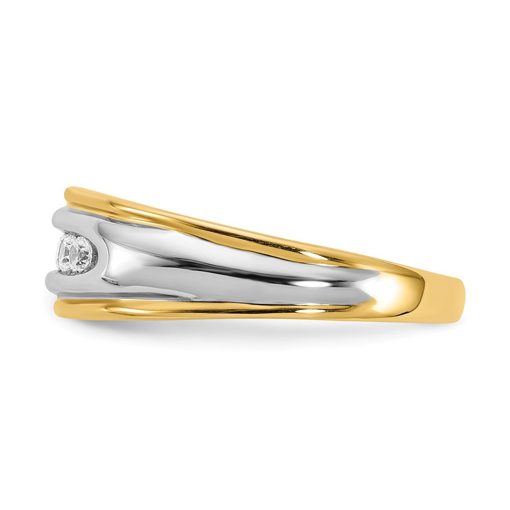 0.25ct. CZ Solid Real 14k Yellow & White Gold Men's Ring