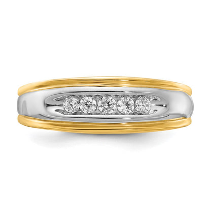 0.25ct. CZ Solid Real 14k Yellow & White Gold Men's Ring