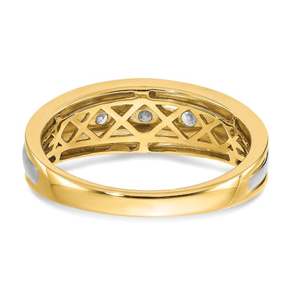 0.25ct. CZ Solid Real 14k Yellow & White Gold Men's Ring