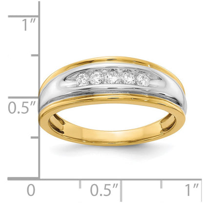 0.25ct. CZ Solid Real 14k Yellow & White Gold Men's Ring