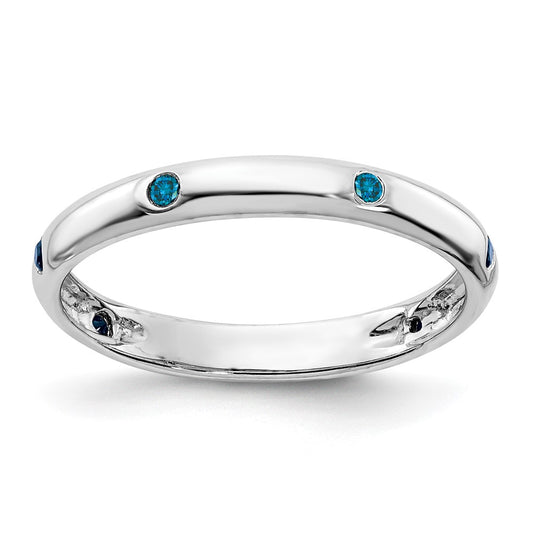 14K White Gold 6 Stone Blue Diamond Band (Size 6.75 Only)