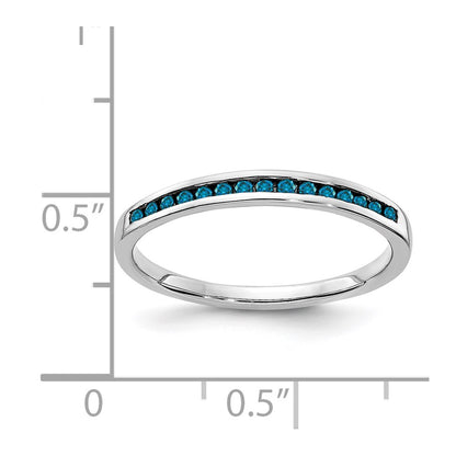 14K White Gold Blue Diamond Channel Band
