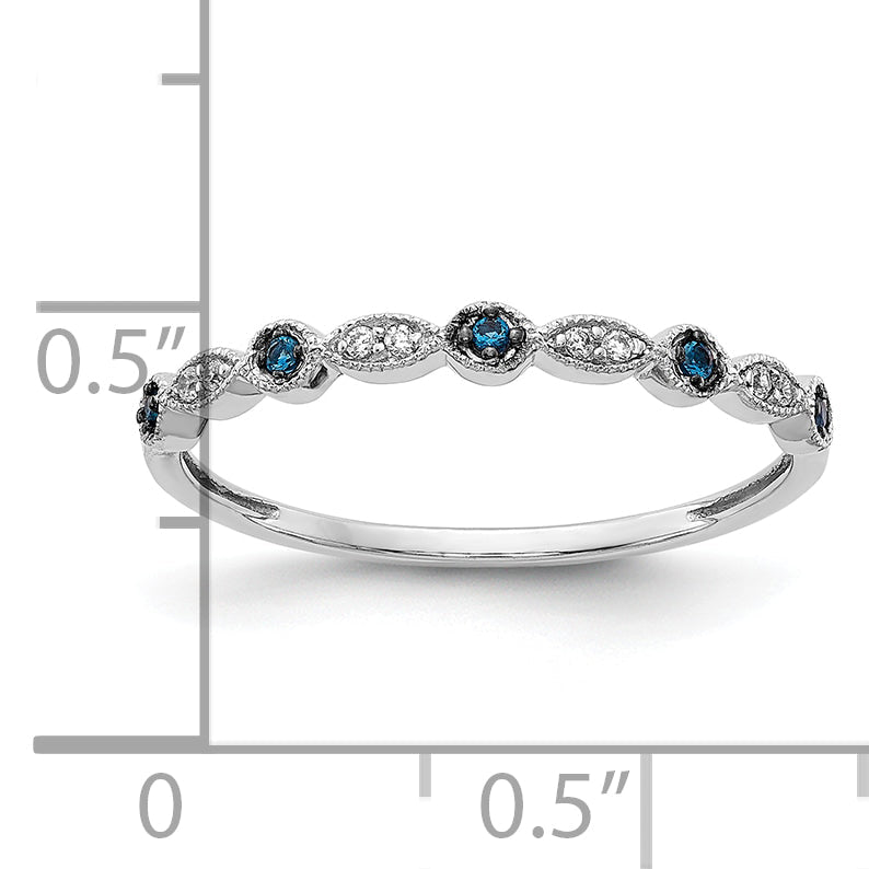 10K White Gold Blue/White Diamond Fancy Band