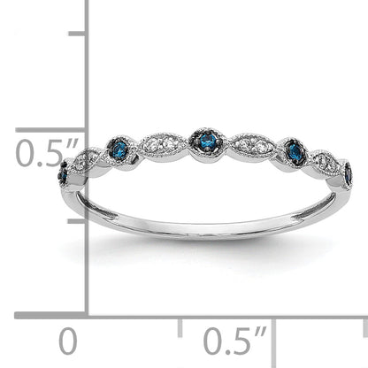 10K White Gold Blue/White Diamond Fancy Band