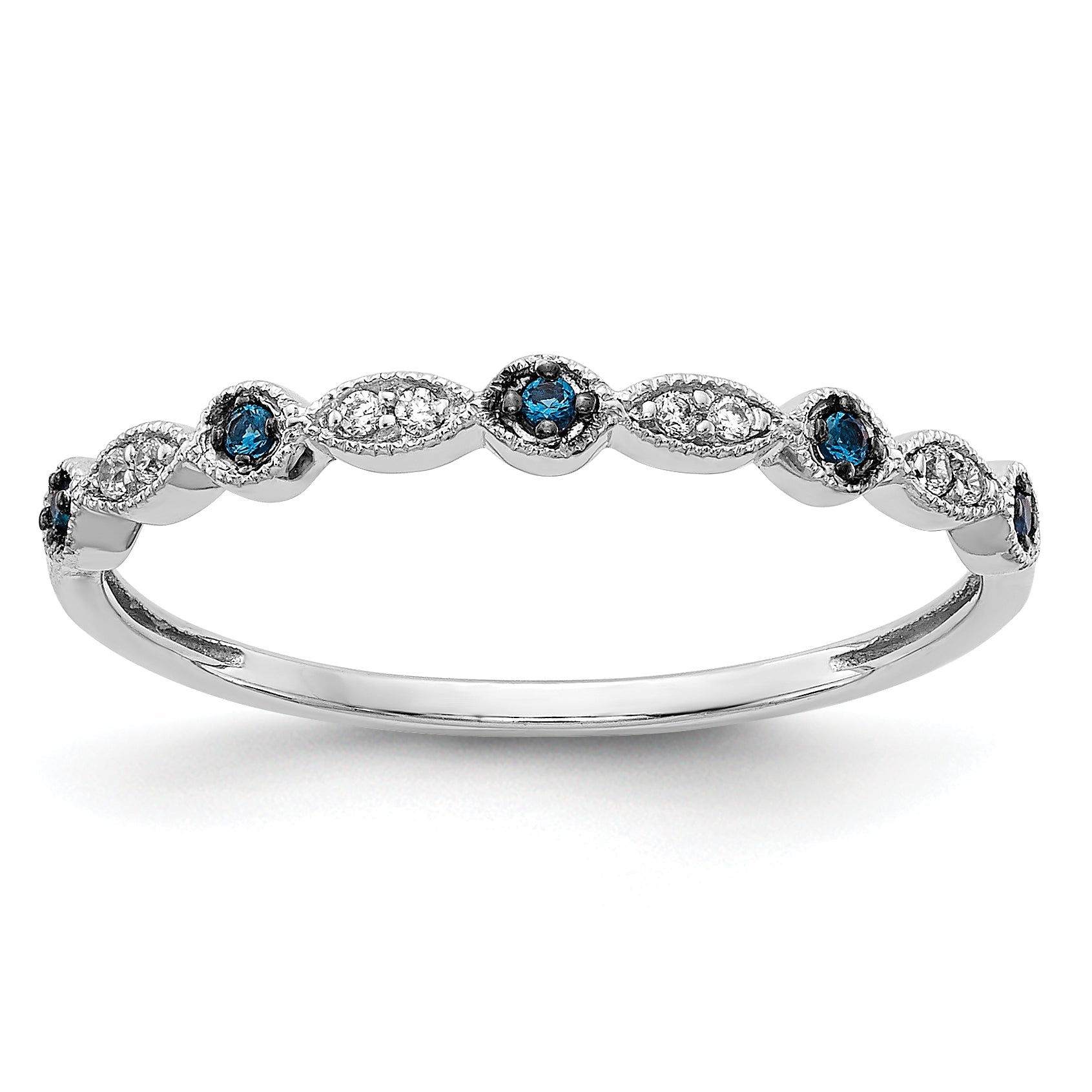 10K White Gold Blue/White Diamond Fancy Band