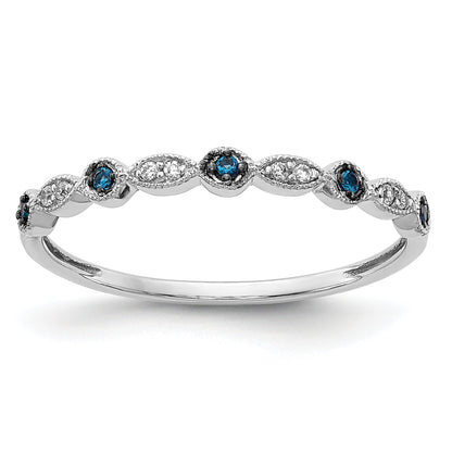 10K White Gold Blue/White Diamond Fancy Band
