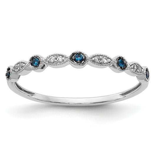 10K White Gold Blue/White Diamond Fancy Band
