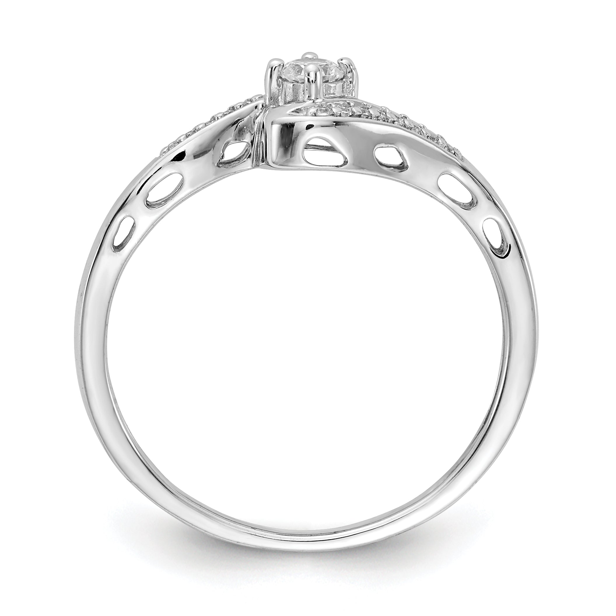 14K White Gold Diamond Bypass Ring