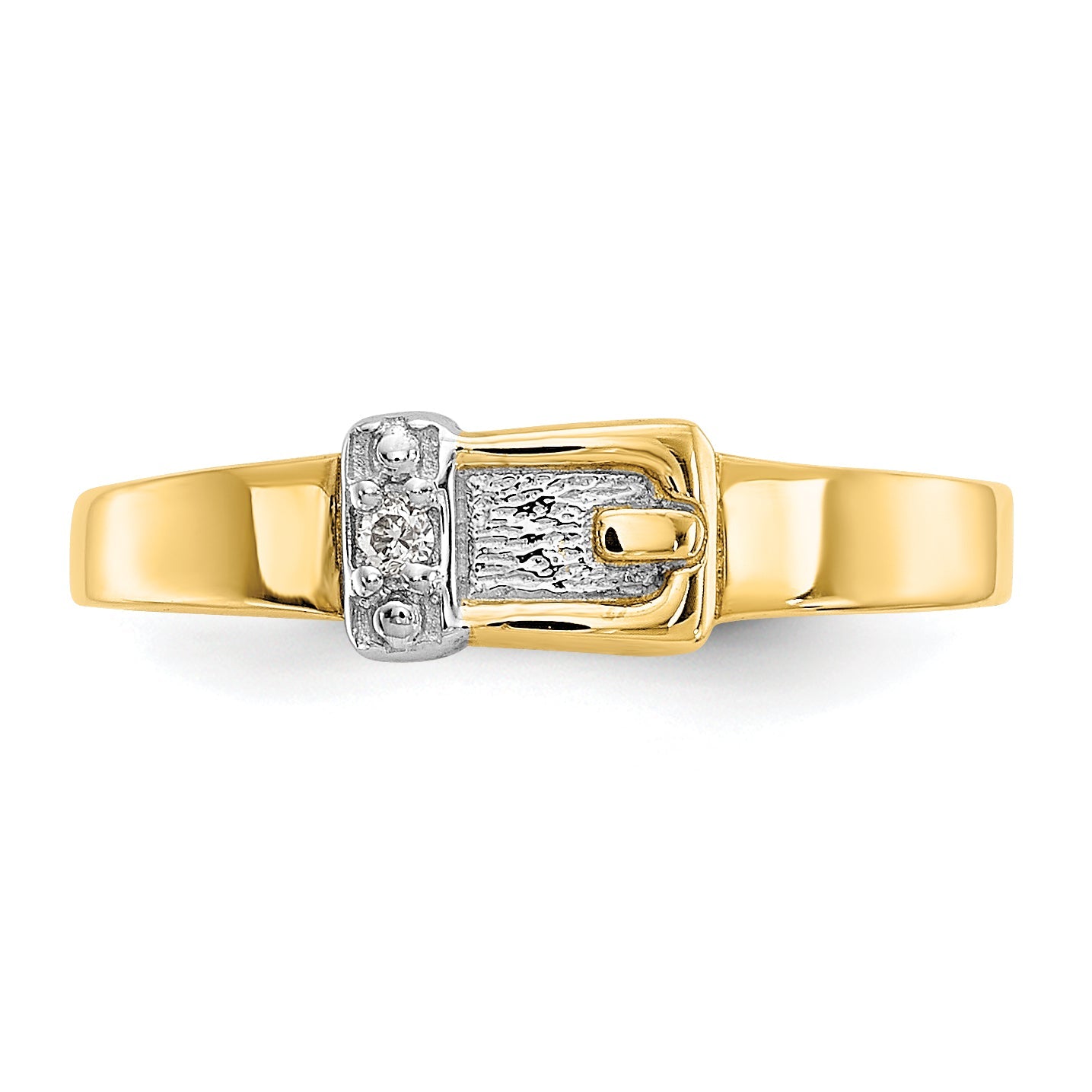 14K Yellow & Rhodium .01Ct Diamond Buckle Toe Ring
