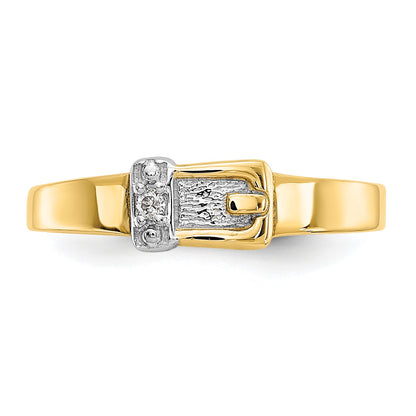 14K Yellow & Rhodium .01Ct Diamond Buckle Toe Ring