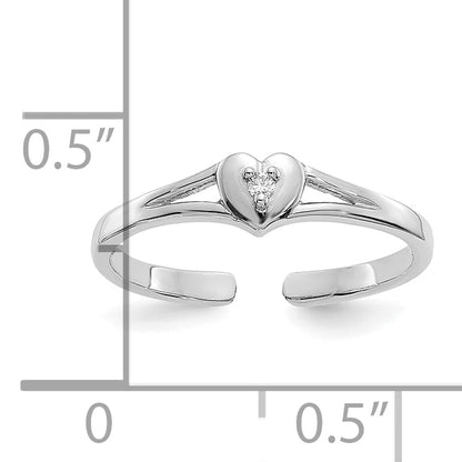 10K White Gold 10K .01Ct Diamond Heart Toe Ring