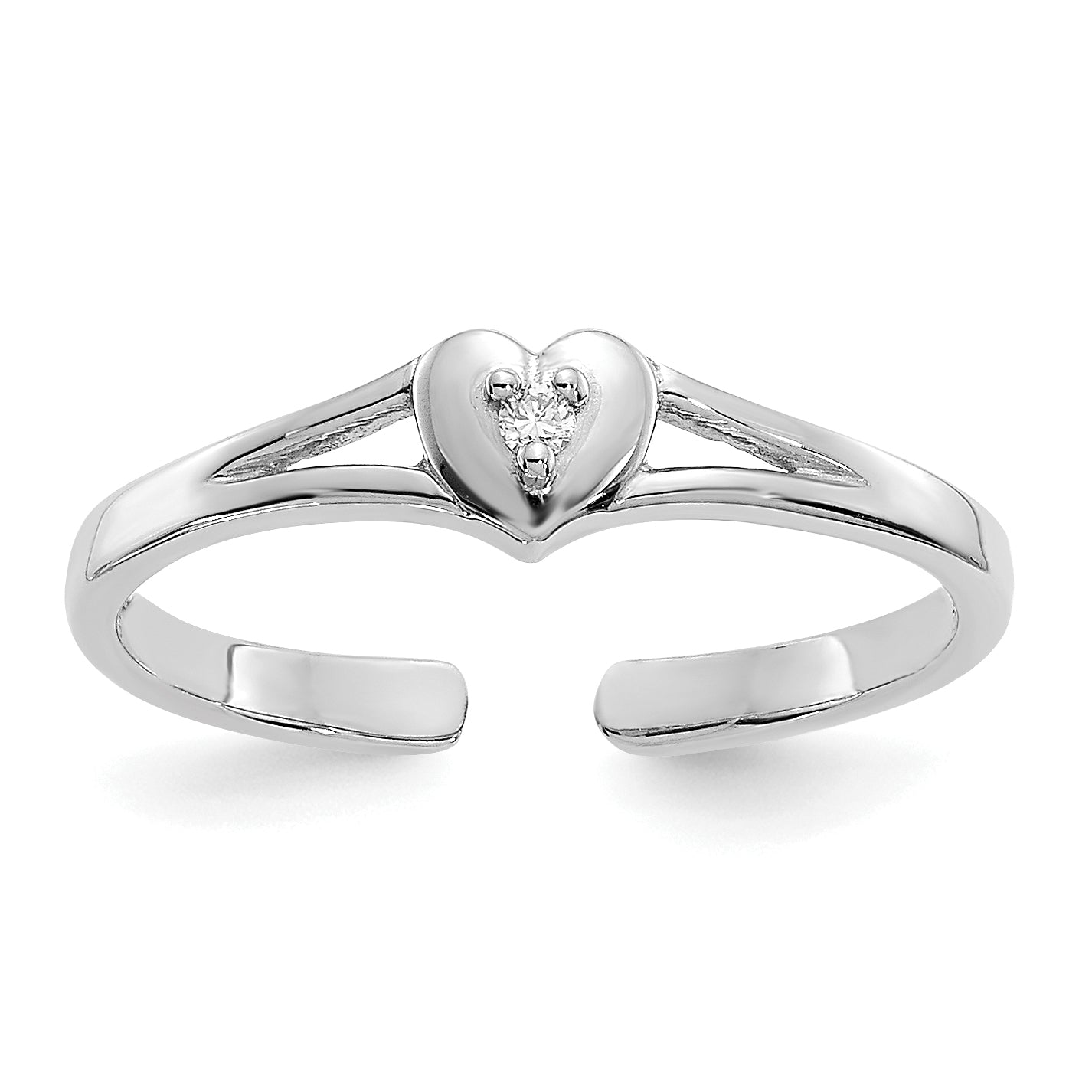 10K White Gold 10K .01Ct Diamond Heart Toe Ring