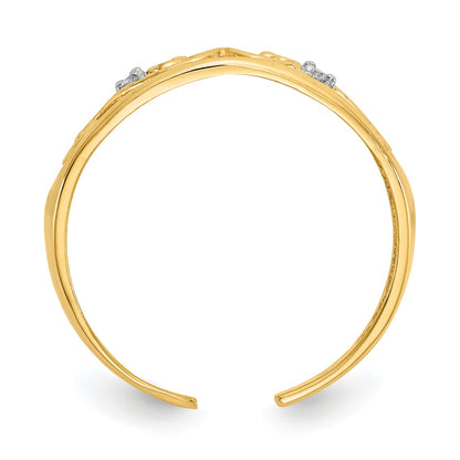 14K Yellow Gold .02Ct Diamond Scroll Toe Ring