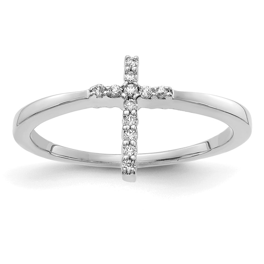 14k White Gold 1/15 Ct. Lab Grown Diamond VS/SI+ G+ Complete Cross Ring