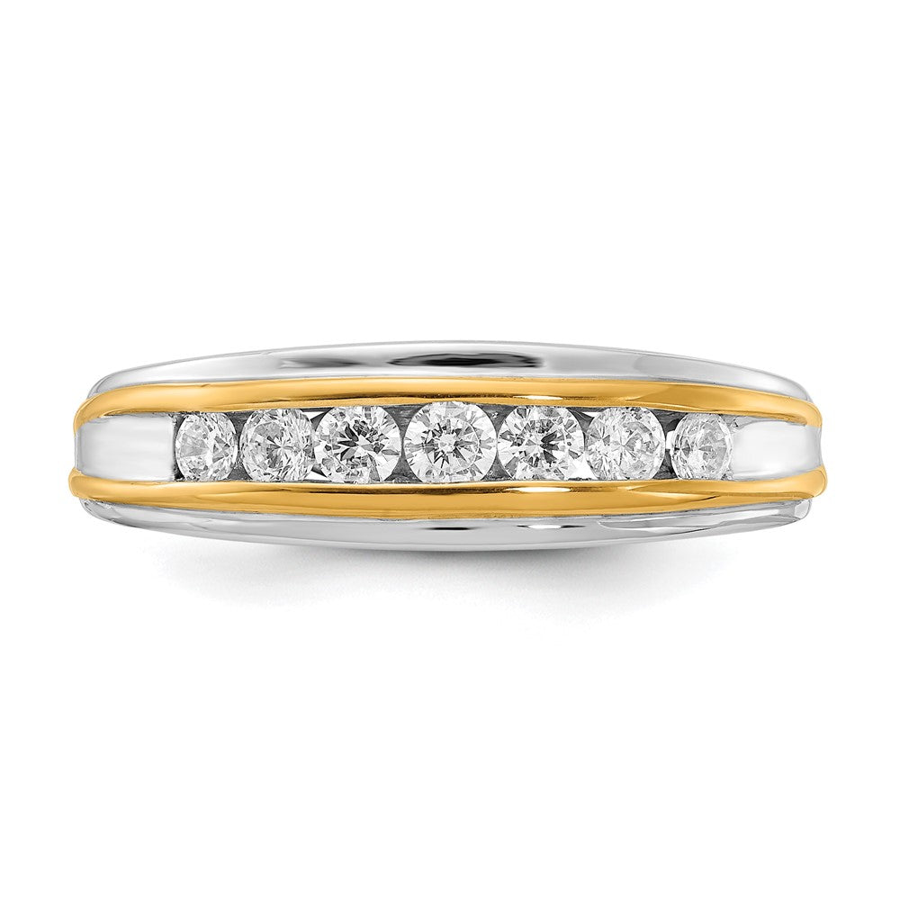 0.50ct. CZ Solid Real 14k White & Yellow Gold Men's Ring