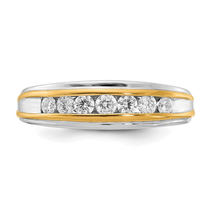 0.50ct. CZ Solid Real 14k White & Yellow Gold Men's Ring