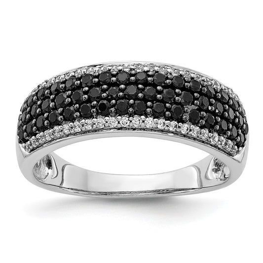 14K White Gold And Black Diamond Band Ring