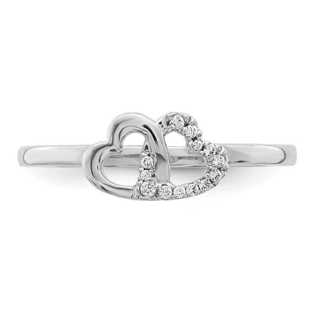 10K White Gold 10K Diamond Double Heart Ring