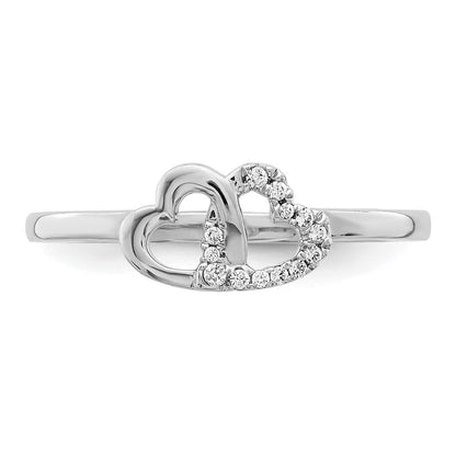 10K White Gold 10K Diamond Double Heart Ring
