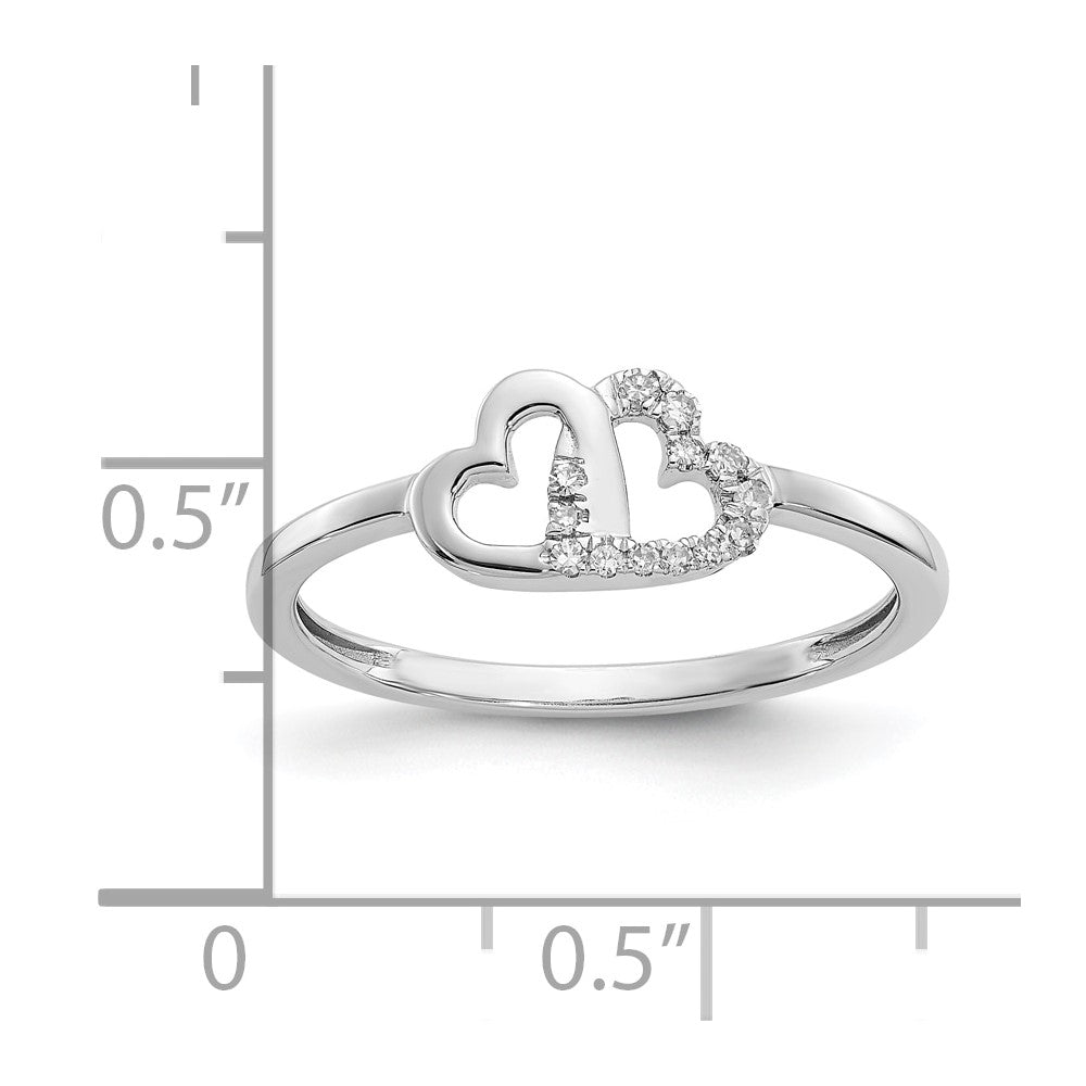 10K White Gold 10K Diamond Double Heart Ring